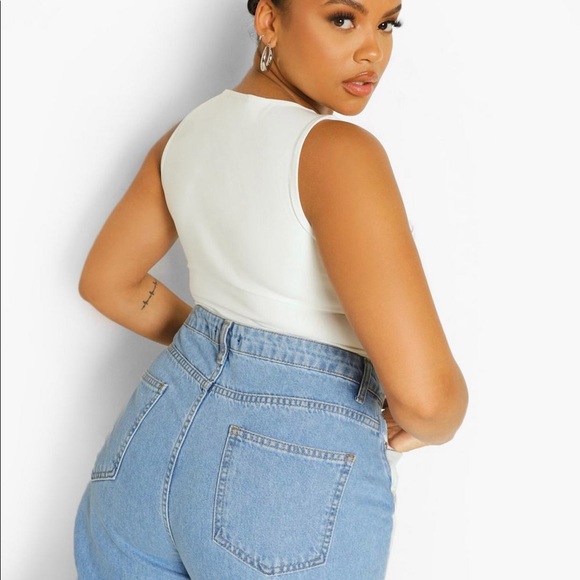 Plus Double Slinky Strappy Bodysuit - White - Picture 2 of 3